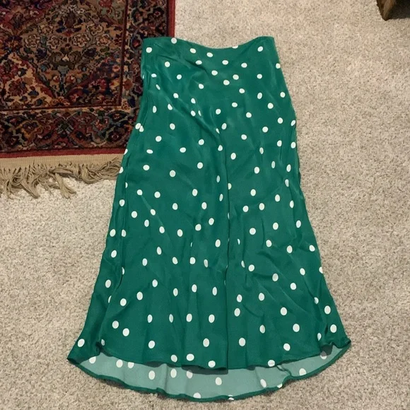 Anthropologie And other stories green polka dot maxi skirt 4 EUC - Picture 4 of 6